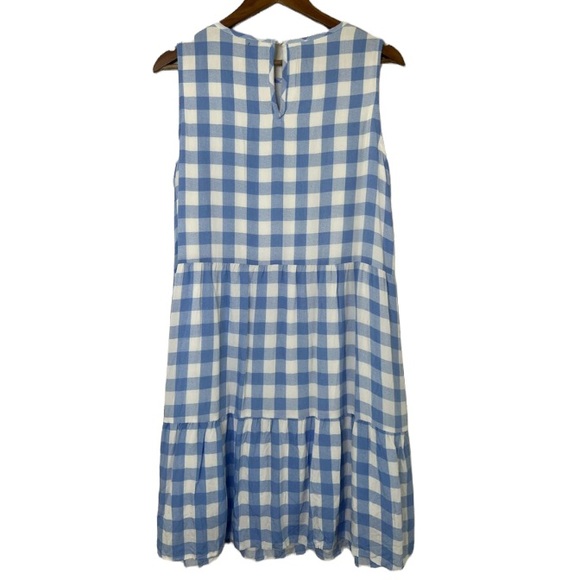Sleeveless tiered blue gingham dress, XL - Picture 3 of 6